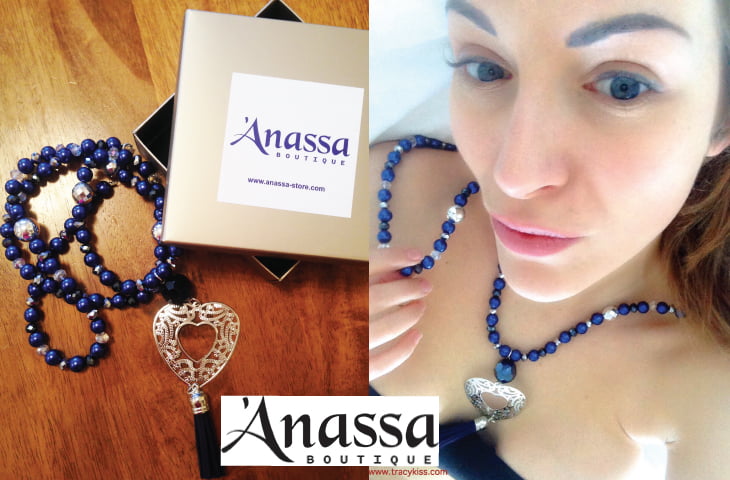Anassa Boutique Handmade Blue & Silver Heart Necklace