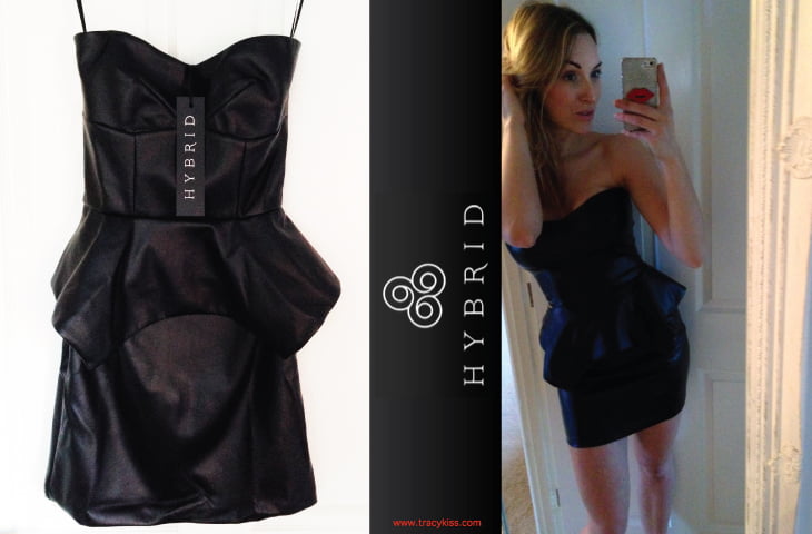 Hybrid Ivy Faux Leather Black Bandeau Dress