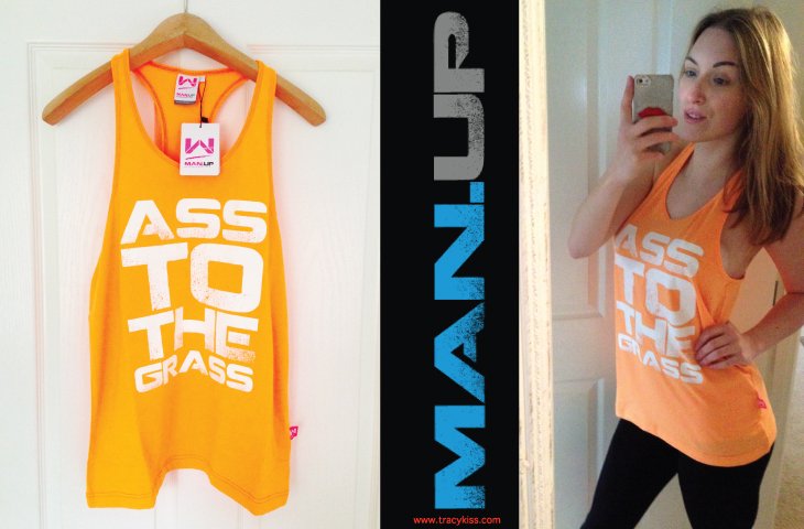 MAN.UP Gymwear Womens 'Ass To The Grass' Orange Tank