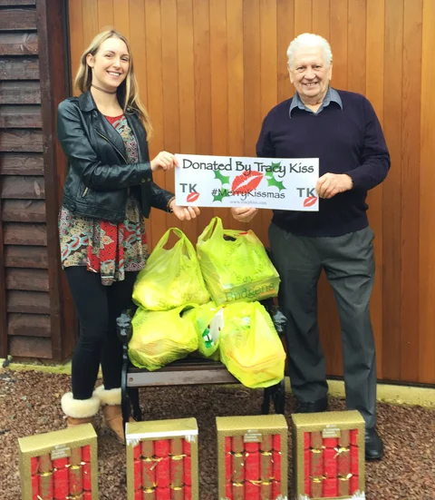 Tracy Kiss Donates Food To Age Concern