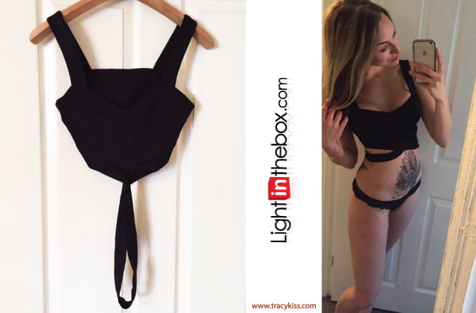 LightInTheBox Black Crossover Crop Top