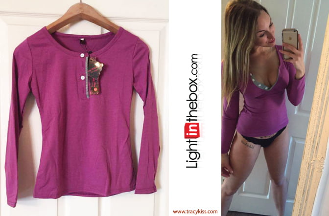 LightInTheBox Purple Fitted Long Sleeve T-Shirt