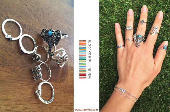 MiniInTheBox Vintage Antique Silver Elephant Ring Set